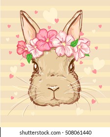 Hand Drawn Vector Illustration of Bunny. vector illustration of a cute rabbit.
