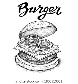hand drawn vector illustration of burger
