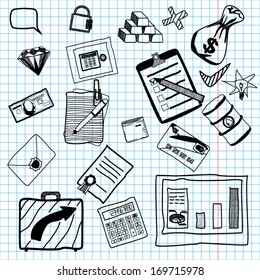 Hand drawn vector illustration of business doodles