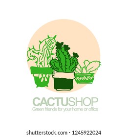 Hand drawn vector illustration of Cactus for shop
