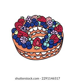 Hand drawn vector illustration, cakes and pastries, sketch in doodle style.