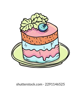 Hand drawn vector illustration, cakes and pastries, sketch in doodle style.