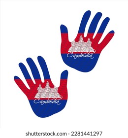 Handgezeichnete Vektorgrafik mit Cambodia-Fahnen-Muster, ideal für Poster, Magazine und Webdesign