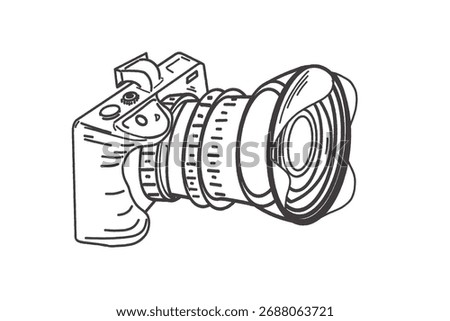 hand drawn vector illustration of a camera without background