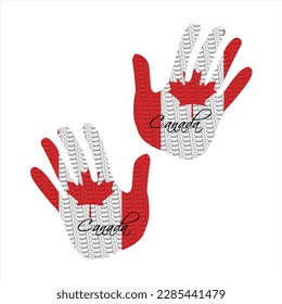 Hand drawn vector illustration with canada flag pattern great for poster, magazine and clothes design