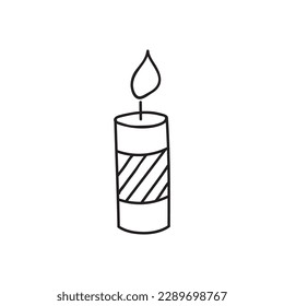 Ilustración vectorial dibujada a mano de una vela. Aislado sobre fondo blanco