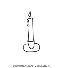 Ilustración vectorial dibujada a mano de una vela. Aislado sobre fondo blanco