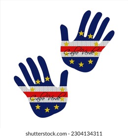 Hand drawn vector illustration with cape verde flag pattern great for poster, magazine and clothes design