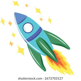 Handgezeichnete Vektorgrafik einer Cartoon-Rakete