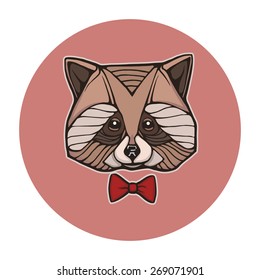 Hand drawn vector illustration of cartoon raccoon