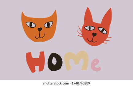 Ilustración vectorial dibujada a mano de la cara del gato. Buen animal doméstico aislado. Sencillo dibujo infantil.