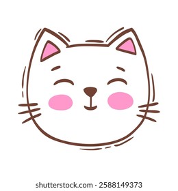 Hand drawn vector illustration cat face portrait. Illustration for icon, logo design, print, greeting card, sticker