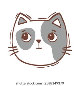 Hand drawn vector illustration cat face portrait. Illustration for icon, logo design, print, greeting card, sticker