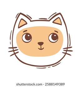 Hand drawn vector illustration cat face portrait. Illustration for icon, logo design, print, greeting card, sticker