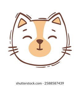Hand drawn vector illustration cat face portrait. Illustration for icon, logo design, print, greeting card, sticker
