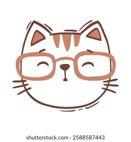 Hand drawn vector illustration cat face portrait. Illustration for icon, logo design, print, greeting card, sticker