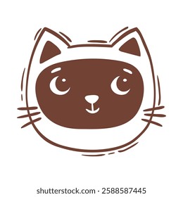 Hand drawn vector illustration cat face portrait. Illustration for icon, logo design, print, greeting card, sticker