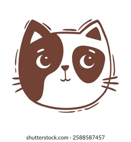 Hand drawn vector illustration cat face portrait. Illustration for icon, logo design, print, greeting card, sticker