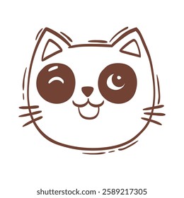 Hand drawn vector illustration cat face portrait. Illustration for icon, logo design, print, greeting card, sticker