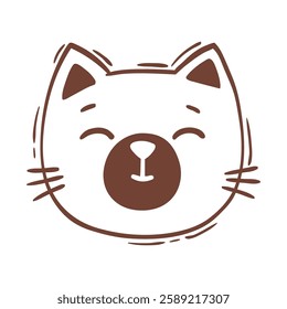 Hand drawn vector illustration cat face portrait. Illustration for icon, logo design, print, greeting card, sticker