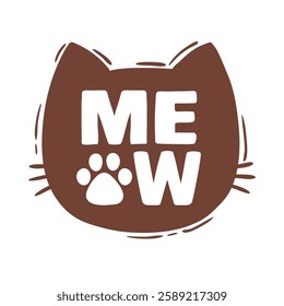 Hand drawn vector illustration cat face portrait. Illustration for icon, logo design, print, greeting card, sticker
