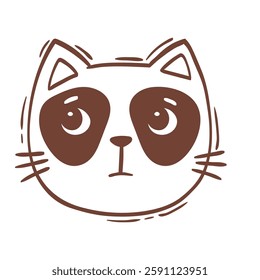 Hand drawn vector illustration cat face portrait. Illustration for icon, logo design, print, greeting card, sticker