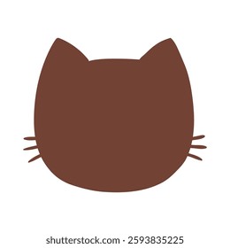 Hand drawn vector illustration cat face silhouette. Illustration for icon, logo design, print, greeting card, sticker