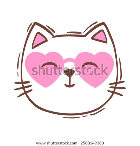 Hand drawn vector illustration cat face portrait. Illustration for icon, logo design, print, greeting card, sticker