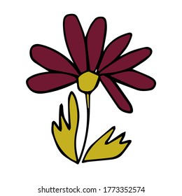Ilustración vectorial dibujada a mano de la camomila en el stil primitivo. Diseño para tarjetas de felicitación e invitaciones de la boda, cumpleaños, día de la madre y otras vacaciones de temporada
