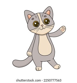 Dibujo manual del gato de carácter de ilustración vectorial. Gracioso gatito de caricatura plana aislado en blanco