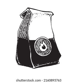 Hand drawn vector illustration of Charcoal paper bag