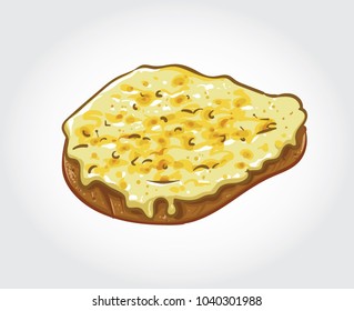 Hand drawn vector illustration of a cheese on toast.