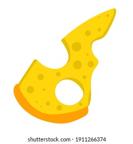 Ilustración vectorial dibujada a mano del queso aislado en fondo blanco. Icono de comida de leche amarilla plana. Ilustración del queso del bloque de triángulo del logotipo.