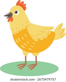 Dibujado a mano Ilustración vectorial de pollo, diseño de dibujos animados