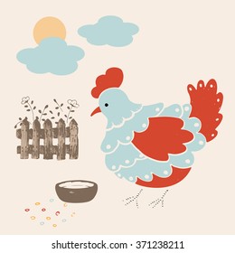 hand drawn vector illustration of chicken/Chicken farm/sweet chicken/cute chicken/baby's and kid's shirt design