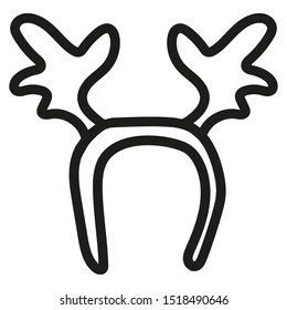 Hand drawn vector illustration of Christmas headband with horns. Isolated on white background.