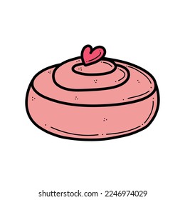 Hand drawn vector illustration of cinnamon roll bun. Doodle pastry for bakery design, cafe menu and decor