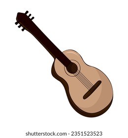 Hand drawn Vector illustration. Classical wooden guitar. String plucked musical instrument. Isolated on white background