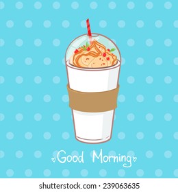 Hand drawn vector illustration - coffee drink with chocolate.