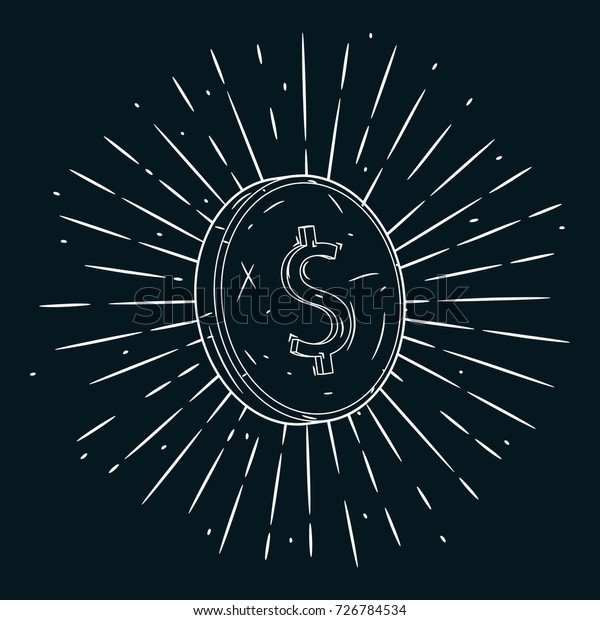 Hand Drawn Vector Illustration Coin Divergent Stock Vector