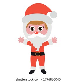 Hand drawn vector illustration collection of a cute child, santa claus holiday costume. Vector Illustration.