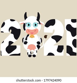 Hand drawn vector illustration collection cute cow  2021 year  Vector Illustration 