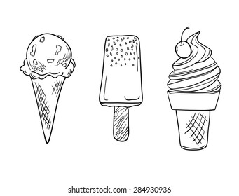 Hand drawn vector illustration - Collection of ice cream.