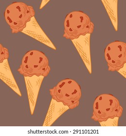 Hand drawn vector illustration - Collection of ice cream. Seamless pattern
