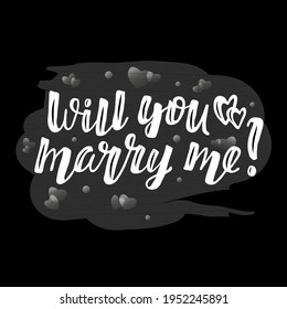 Hand drawn vector illustration with color lettering on textured background Will You Marry Me for banner, card, social media, invitation, celebration, advertising, poster, decoration, print, template