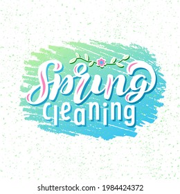 Hand drawn vector illustration with color lettering on textured background Spring Cleaning for card, gift, advertising, info message, social media, concept, flyer, website, poster, banner, template