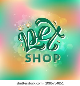 Ilustración de vector dibujada a mano con la frase "Tienda de mascotas" para diseño, afiche, pegatina o plantilla