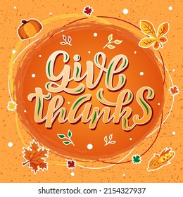 Ilustración vectorial dibujada a mano con la inscripción "Dar gracias" para banner, valla publicitaria, decoración o plantilla