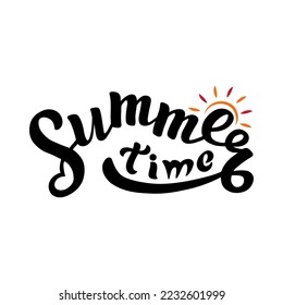 Hand drawn vector illustration with color lettering on textured background Summer Time for card, invitation, advertising, info message, social media, concept, flyer, website, poster, banner, template