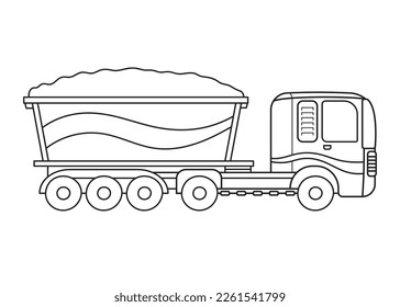 Hand drawn Vector illustration color children construction dump truck